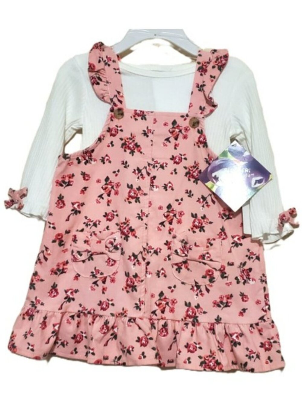 NWT. BLUEBERI BOULEVARD Toddler Girls 2-Pc Floral Print Jumper Set